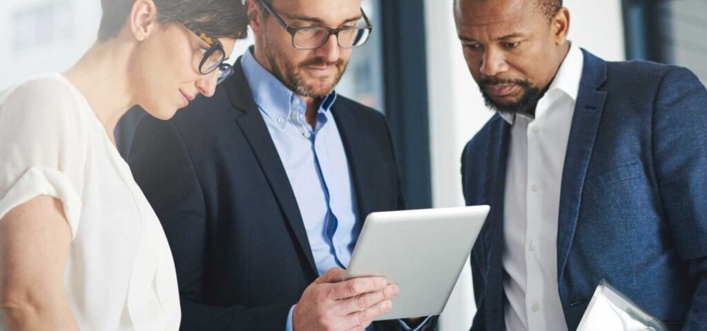 Investors analyzing data